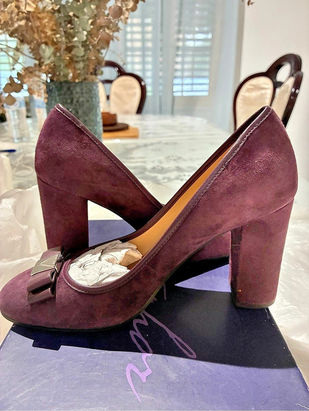 Michael Kors Caroline Bow Pump Purple Suede Heels